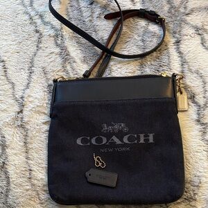 Coach Navy Crossbody Shoulder Bag with Gold Hardware